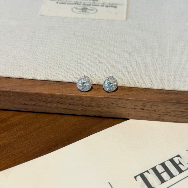 Radiant Moissanite Stud Earrings – Sterling Silver
