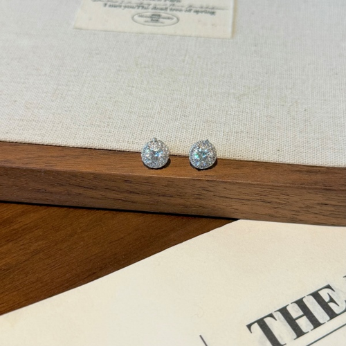 Radiant Moissanite Stud Earrings – Sterling Silver