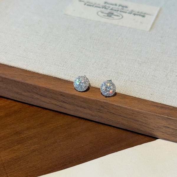 Radiant Moissanite Stud Earrings – Sterling Silver