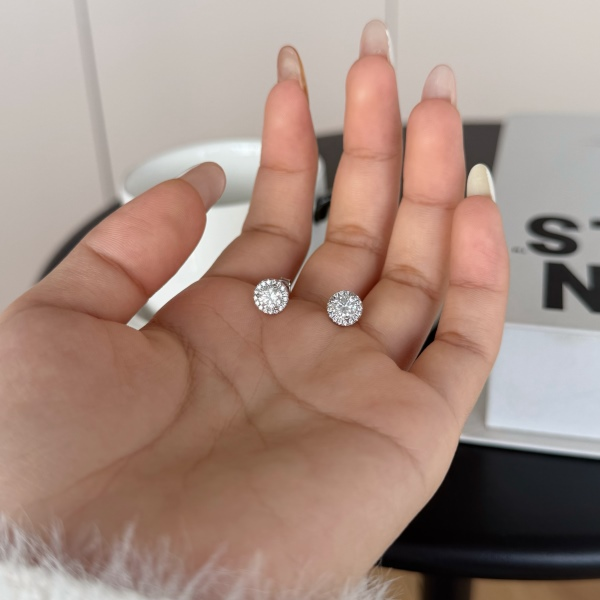 Radiant Moissanite Stud Earrings – Sterling Silver