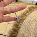 Moissanite Cross Pendant Necklace – Sterling Silver
