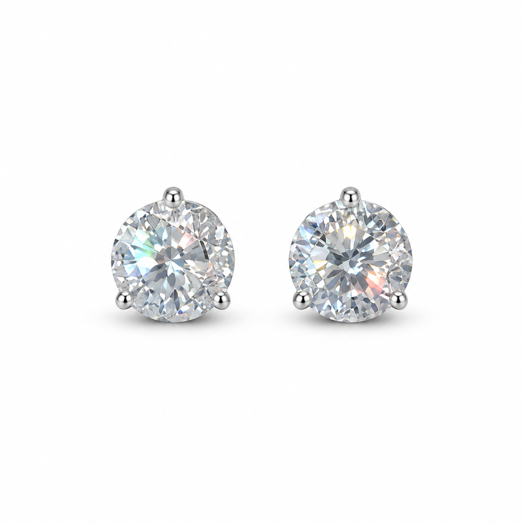 Radiant Moissanite Stud Earrings – Sterling Silver