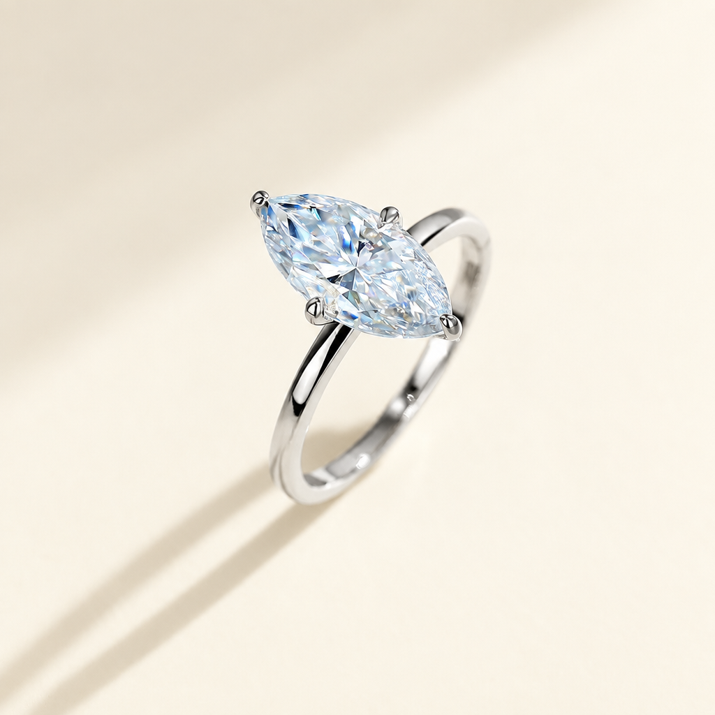 Marquise Cut Solitaire Moissanite Ring