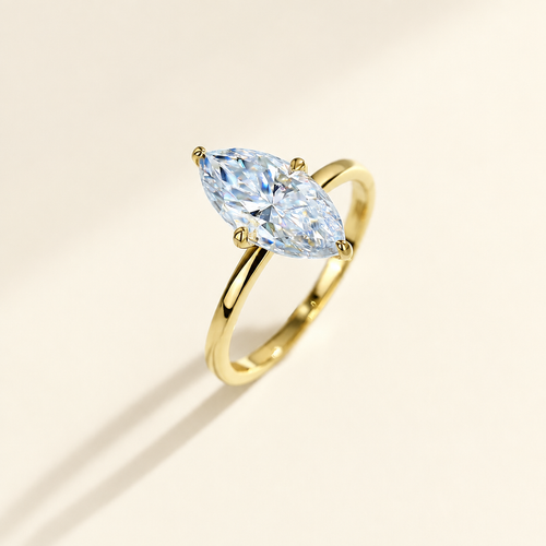 Marquise Cut Solitaire Moissanite Ring